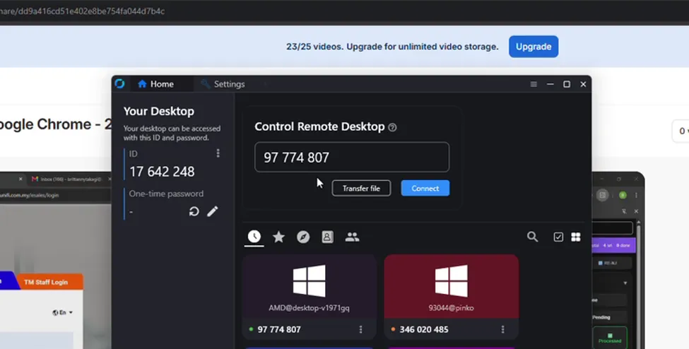 Connecting to the processing PC over RustDesk