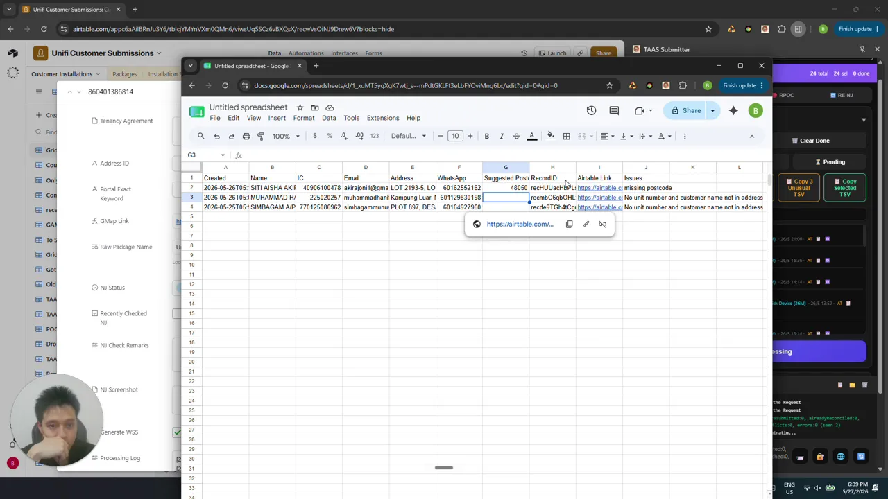 Paste the unusual records into a fresh sheet for review