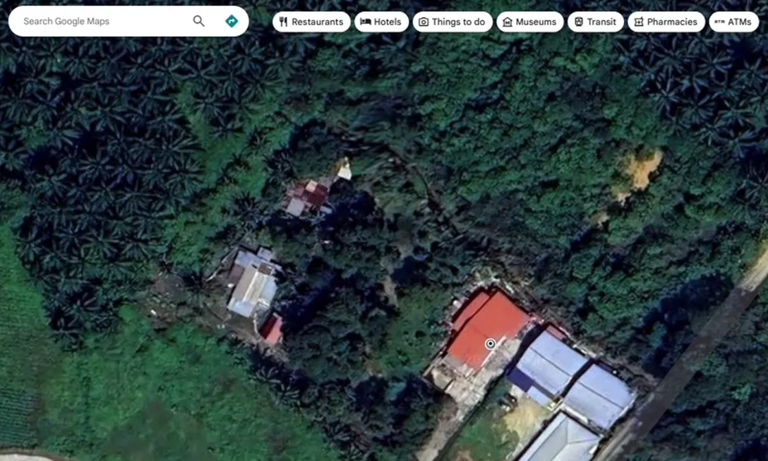 Google Maps showing the area for the latitude and longitude